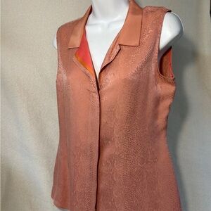 Elie Tahari Sleeveless Coral Button Down Shirt S/P